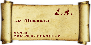 Lax Alexandra névjegykártya